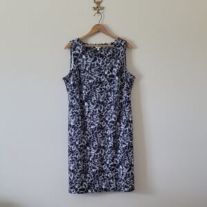 NWT Talbots Woman Navy White Floral Sleeveless Midi Dress Size 1X